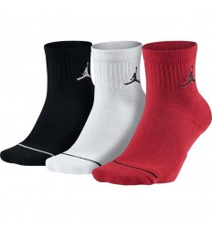 Pack 3 Paires de chaussettes mi hautes Jordan blanc noire rouge
