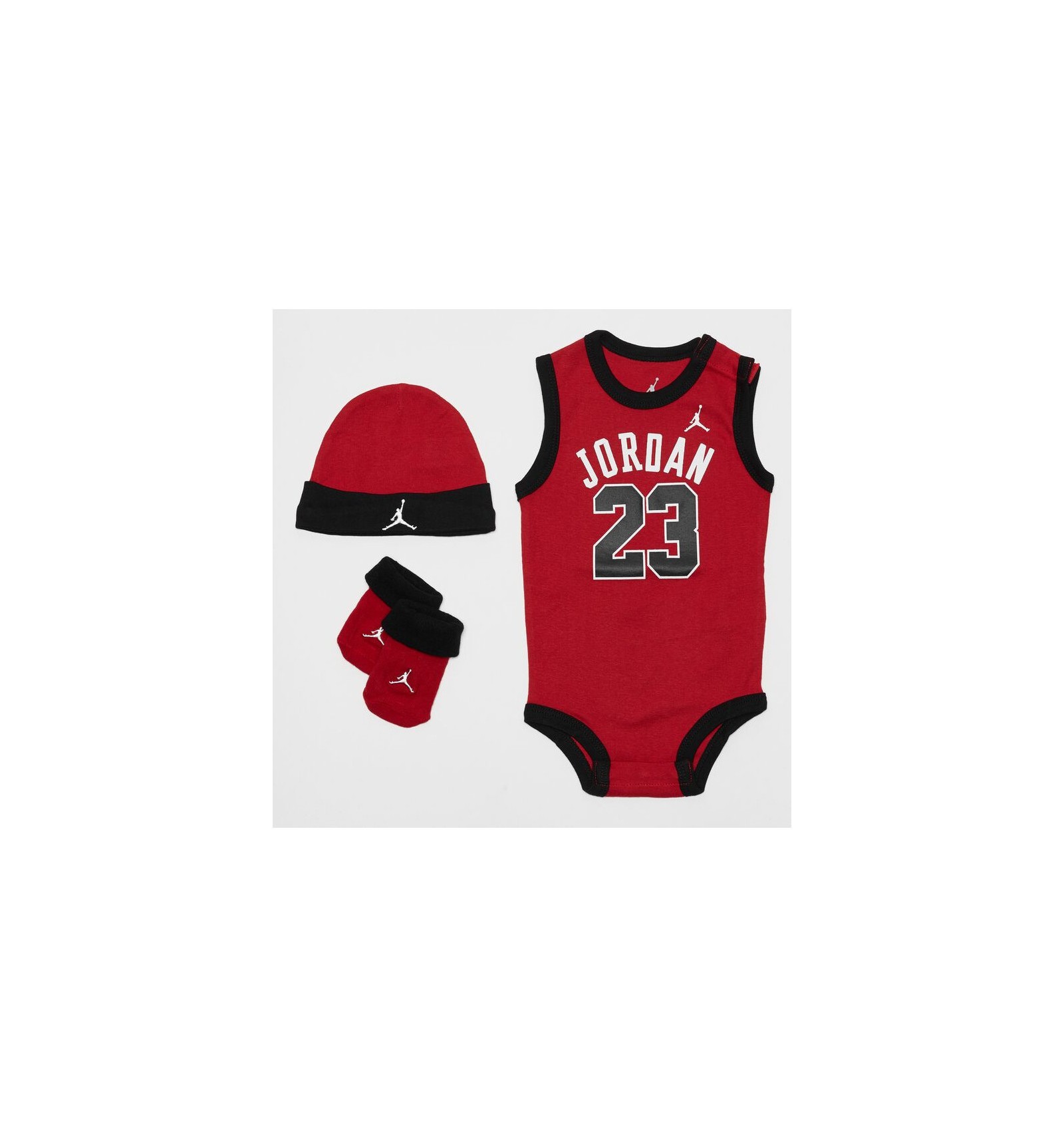Set bébé Jordan 3 pièces noir et rouge Birth 9-12 mois