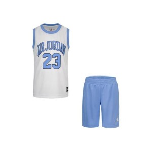 Set Jordan Muscle Short + Débardeur bleu et blanc petit enfant